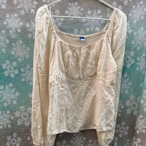 Old Navy Cream Long-Sleeve Peasant Blouse